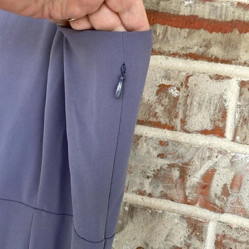 Loft Gray Sleeveless Square‎ Neck Side Slit A-line Midi Dress